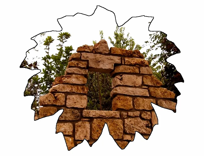 Ruinenfenster aus Jura-Kalkstein